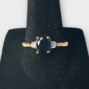 18k Rose Gold Plated Ring with Blue Stone